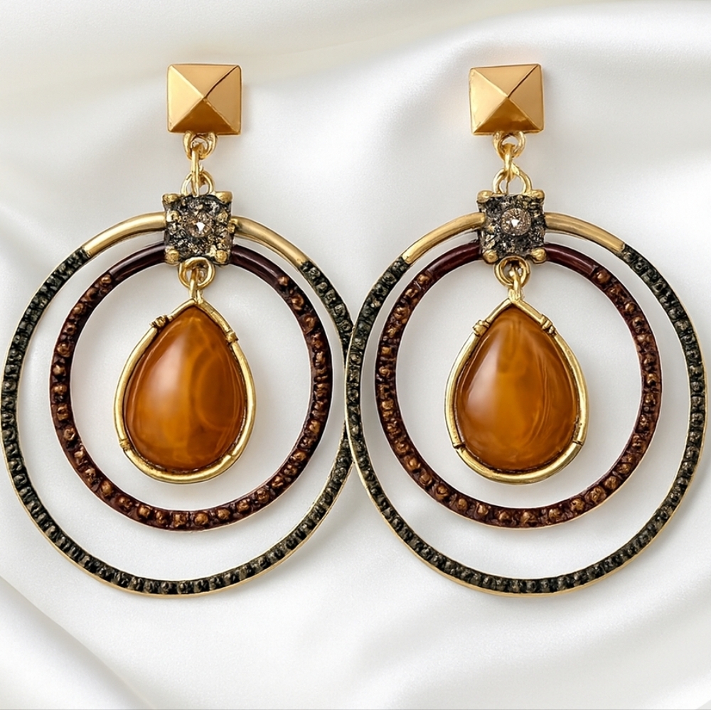 Nordstrom Dainty Brown, Gold tone Drop Dangle Earrings - Women's fashion Jewelry